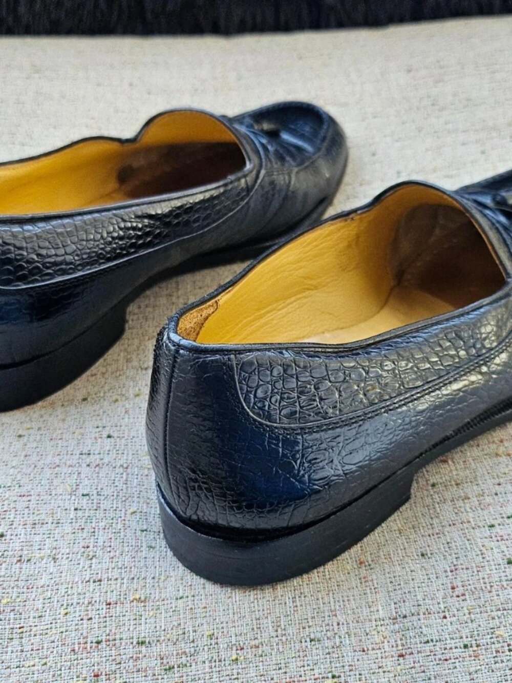 Vintage YSL Paris Men Shoes Black Leather Upper Slip On Shoes Size 25.5 7.5US - Picture 5 of 12